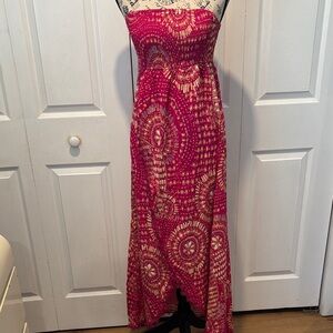 CUPSHE Pink Tie-Dye Strapless Maxi Dress
